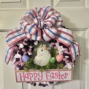 Happy Easter wreath with Chick and Eggs